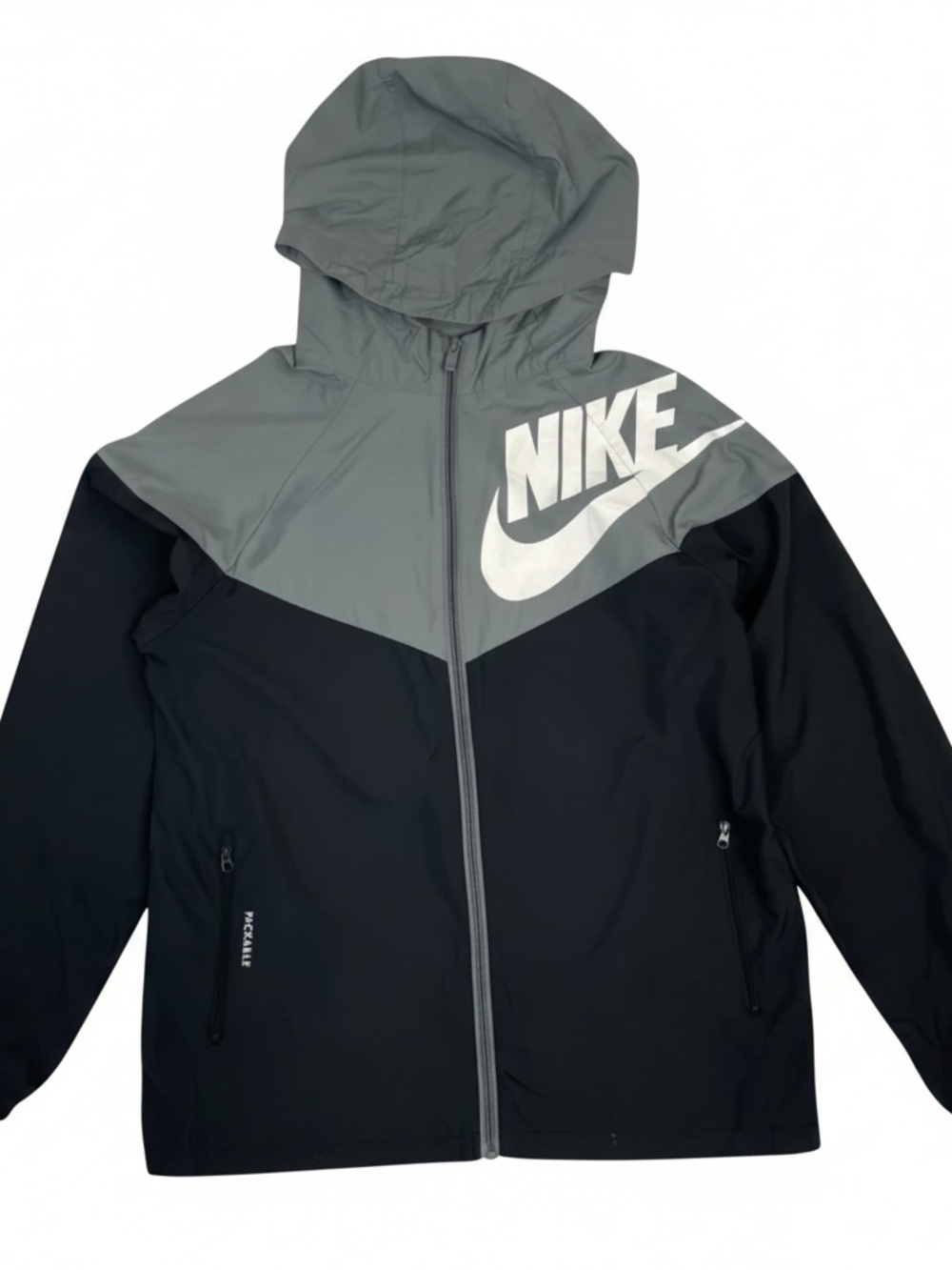 Nike Black and Gray Hooded Lightweight Jacket